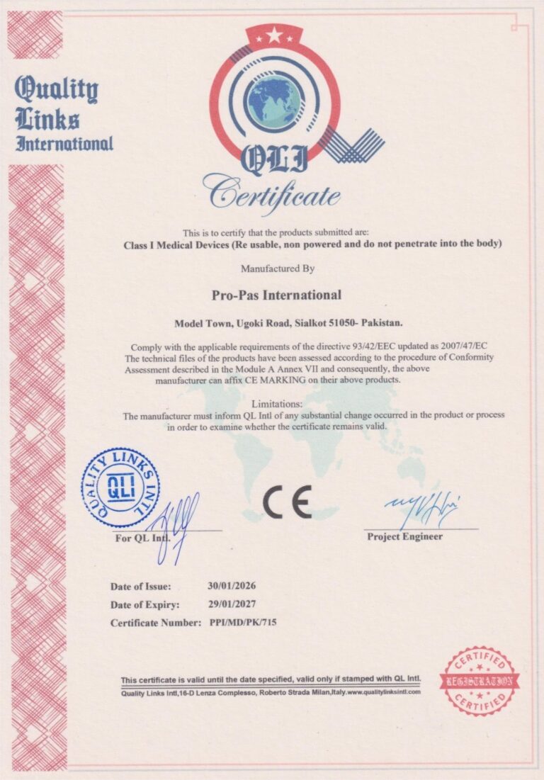 CE Marking certificate for Pro-Pas International